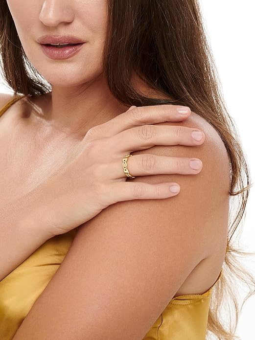DEVATA Gold or Rhodium Plated Sterling Silver 925 – Eternity, Band Ring for Women – Heart, Knot, Clover, Infinity, Mariner, Cable, Curb, Cuban, Figaro, Daisy, Rope, Ribbed, Dome