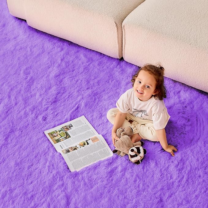 OPPODREAM 8x10 Light Purple Rugs for Bedroom, Ultra-Soft Fluffy Area Rugs for Living Room, 8 x 10 Shag Carpet for Nursery, Kids, Girl, Boy, Baby, Plush, Fuzzy, Shaggy, Cute Home Decor