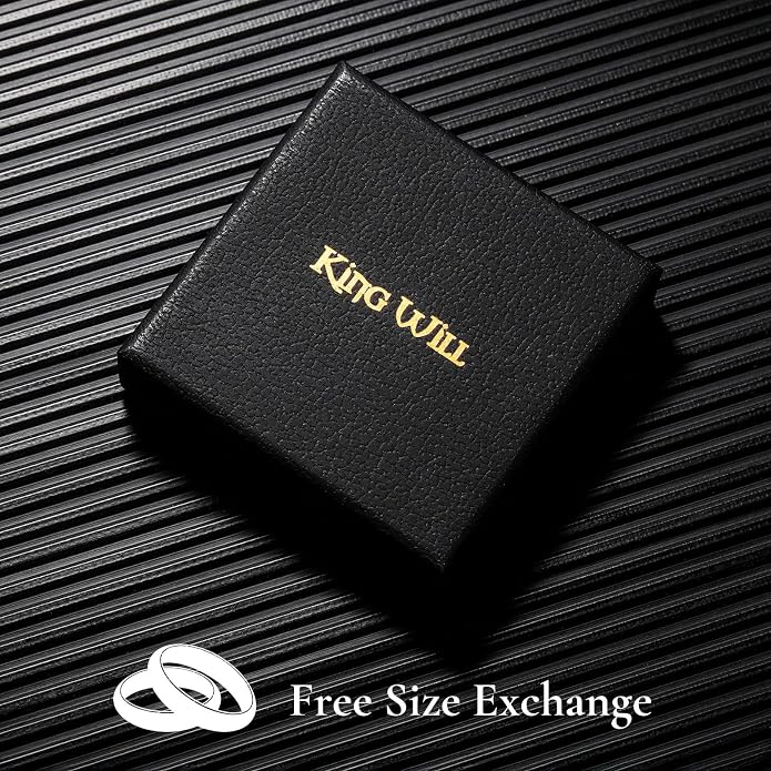 King Will 316L Stainless Steel Men's Wedding Band – 6/8 mm Dual-Tone Wedding Ring Polished Finish with Gold/Black Steel Plating, Fashionable and Durable Stainless Steel Men's Ring Size 7-14