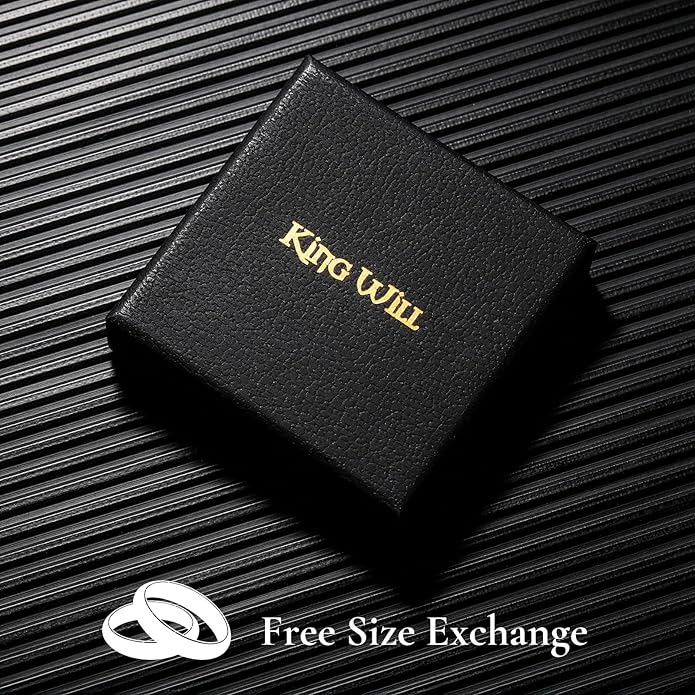 King Will Men's Titanium Wedding Band - 8mm Polished Band with Step Edges and Cross Design Featuring White Zirconia Insets Comfort Fit Size 7-14