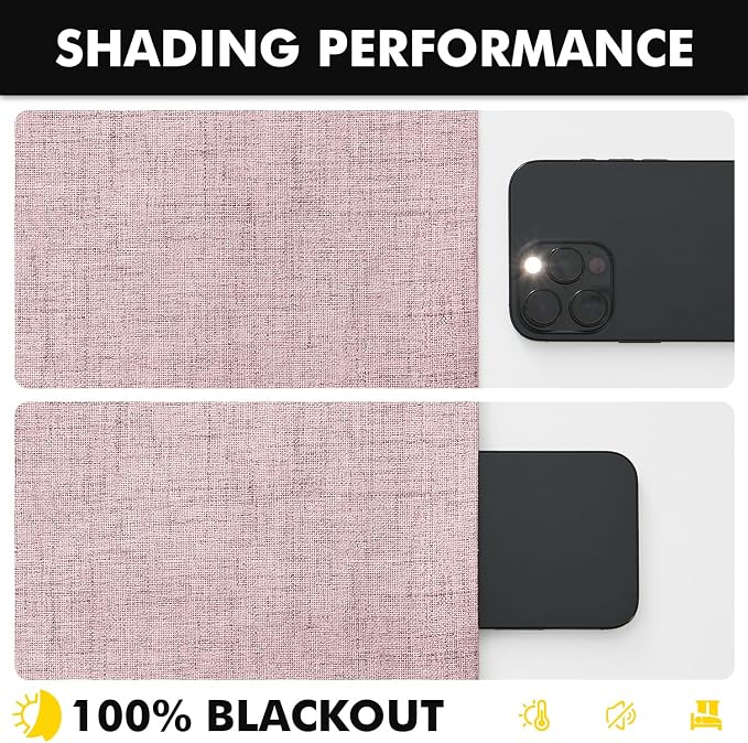 MIULEE 100% Blackout Linen Curtains for Bedroom 42 x 84 Inch Pink 2 Panels | Thermal Insulated, Room Darkening Drapes for Living Room, Back Tab Rod Pocket Pinch Pleated, Solid Luxury Decor