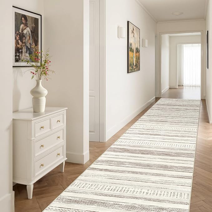 Tortania Area Rug 2x6 Runner Rugs - Washable Soft Neutral Boho Moroccan Farmhouse Rug Indoor Floor Carpet for Living Room Bedroom Kitchen Entryway Under Dining Table Home Office Decor - Beige