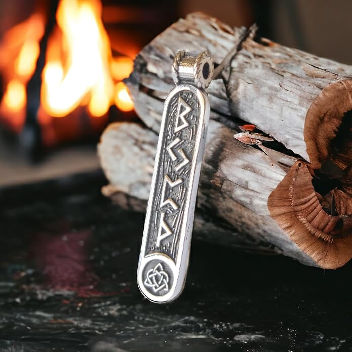Viking Rune Formula Pendant Necklace for Men Women - 925 Sterling Silver - Norse Nordic Celtic Jewelry - Runes Protection Amulet - Matching Necklaces for Couples - Handmade