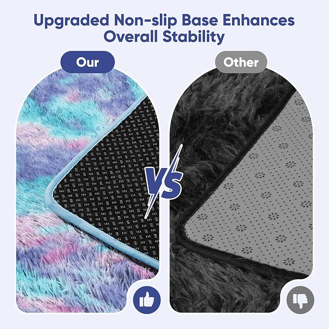 Rainbow Fluffy Rugs for Girls Bedroom: 5x7 Large Shag High Pile Area Rug Upgrade Non-Slip Plush Fuzzy Living Room Rug Shaggy Soft Indoor Floor Carpet Nursery Rugs for Kids Baby Toddler Home Decor