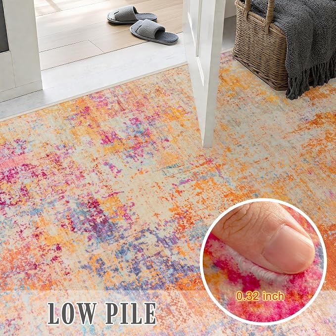 6x9 Area Rug Living Room Rug: Washable Modern Abstract Soft Thin Rug Indoor Floor No Slip Carpet for Bedroom Dining Room Farmhouse Nursery Home Office - Galaxy Haze