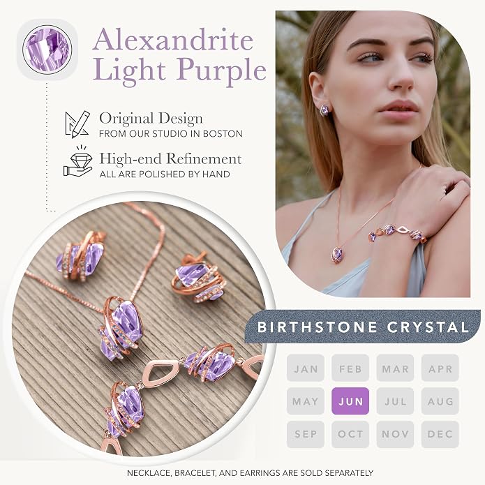 Leafael Wish Stone Pendant Necklace with Birthstone Crystal, 18K Rose Gold Plated/Silvertone, 18" + 2"