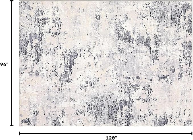 ROYHOME Living Room 8x10 Washable Modern Abstract Rug Faux Wool Ultra Soft Non Slip Non Shedding Accent Rug for Bedroom Dining Room Office Home, Grey Taupe
