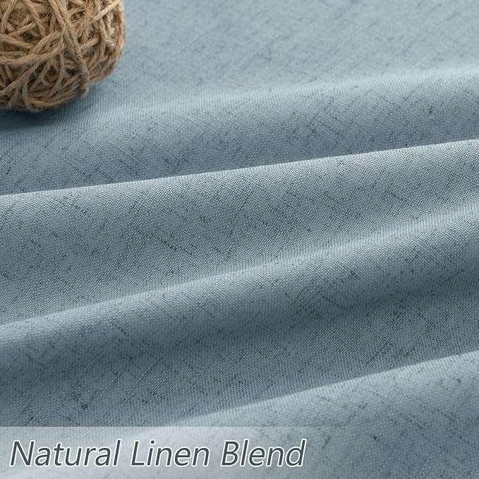 Guken Blue 100% Blackout Curtains 105 Inch Length 2 Panels Set for Living Room Bedroom Back Tab Thermal Insulated Black Out Linen Drapes Room Darkening Window Curtains Dusty Blue 52x105