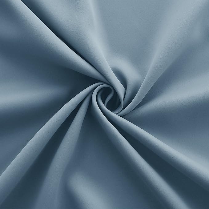 KOUFALL Blue Blackout Curtains 96 Inches Long for Living Room,Grommet Thermal Room Darkening Curtain for Bedroom 96 in Length 2 Panel Set,Dusty Grey Blue