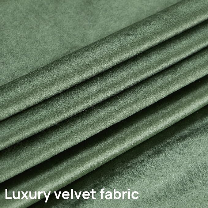 PRIMROSE Emerald Olive Green Velvet Curtains 84 inch Long for Living Room,Set of 2 Panels Blackout Rod Pocket Back Tab Window Treatment Room Darkening Heavy Decorative Curtains Drapes for Bedroom