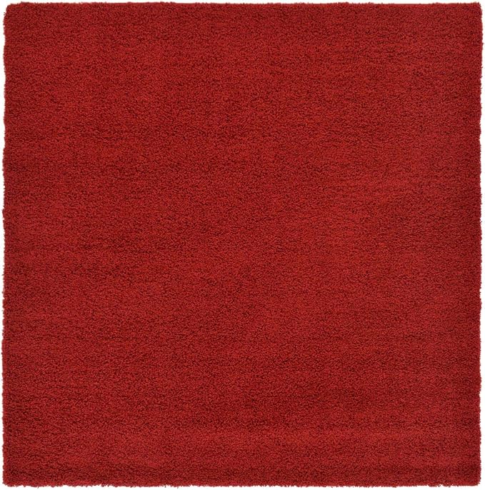 Unique Loom Solid Shag Collection Area Rug (8' Square, Cherry Red)