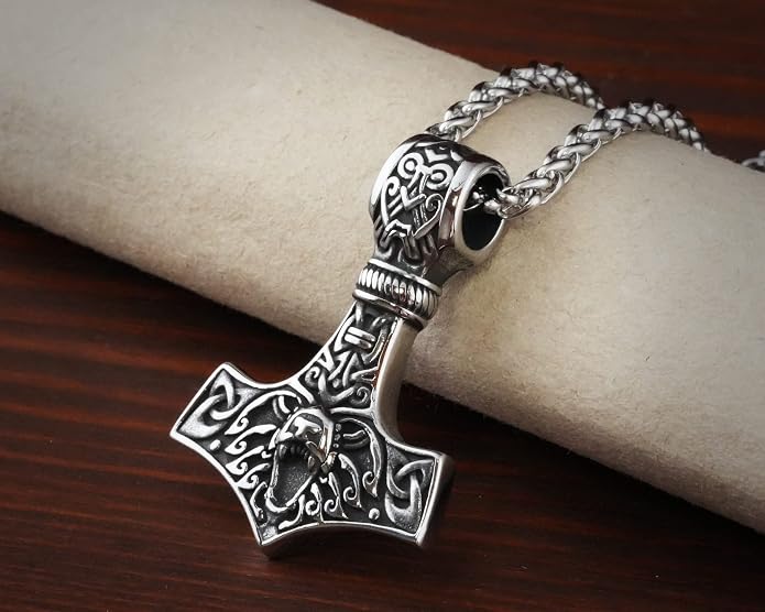 Baldur Jewelry - Thors Hammer Necklace Pendant Mjölnir - Viking Norse Thor Hammer Pendant Viking Jewelry - Thor Necklace - Thor Gifts for Men - Viking Necklace for Men