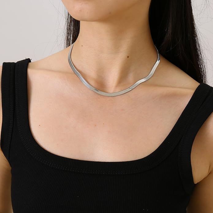 Gold Chain Necklace for Women Dainty Simple Satellite Beaded Twisted Chain Choker Necklace Everyday Jewelry Christmas Gifts