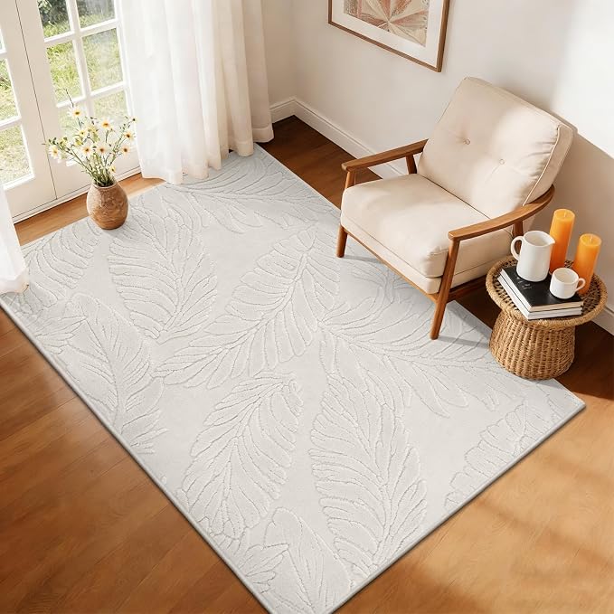 Pauwer Area Rugs for Living Room 3x5, Machine Washable Non Slip Rug, Beige | Neutral Boho Modern, Soft Fluffy Indoor Floor Carpet, For Bedroom Dining Room Nursery Kids Room Dorm