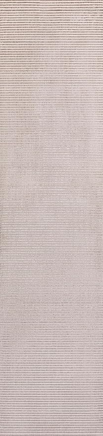 JONATHAN Y Cole Pinstripe High-Low Cream/Silver Runner Rug, 2x8, Modern, Minimalist, Easy-Cleaning for Living Room, Bedroom, Kitchen, Pet Friendly, Non-Shedding (CAR101A-28)