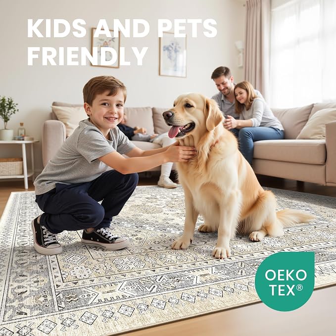 zesthome Rug Runners for Hallways Non Slip - 2x8 Runner Rug for Bedroom, Washable Runner with Rubber Backing, Soft Low-Pile Carpet for Kitchen, Laundry, Bathroom (Beige,2'x8')