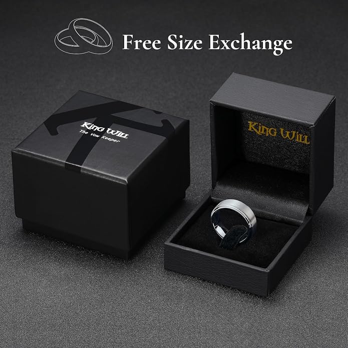King Will Classic Tungsten Wedding Band for Men, 6/7/8/9/10mm Widths, Polished Finish Step Edge Matte Rings Comfort Fit