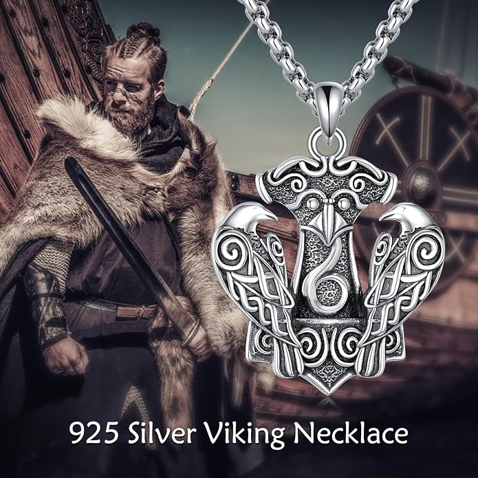 POPLYKE Faith/Sword/Mustard Seed/Horse/Wolf/Thor's Hammer/Viking/Devil Eyes Snake Sterling Silver Necklace for Men Jewelry Birthday Gifts
