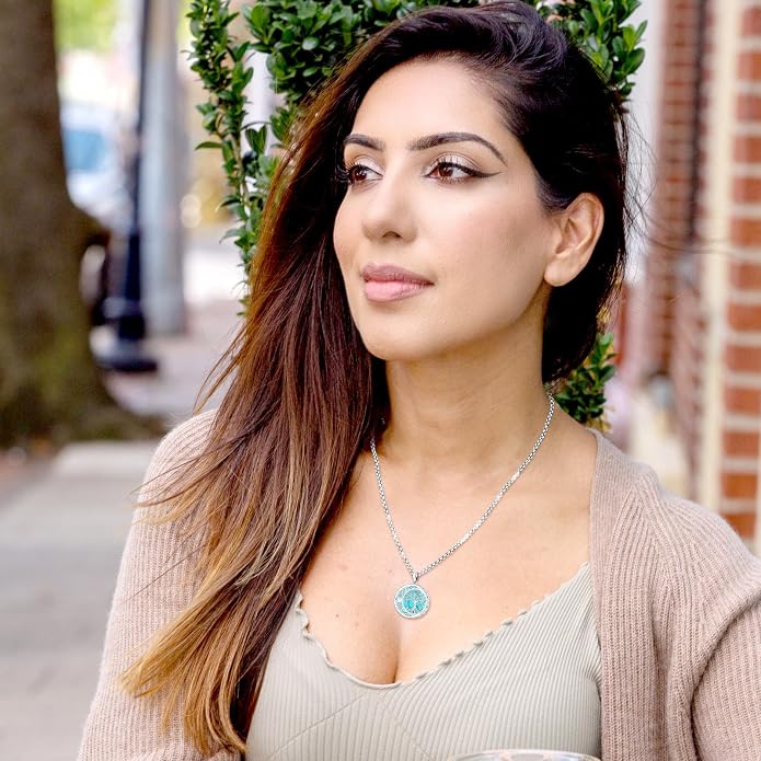Tree of Life Necklace for Women Sterling Silver Celtic Moon Tree Moonstone Turquoise Pendant Heart Family Tree Necklace for Mother Daughter Sister Gifts