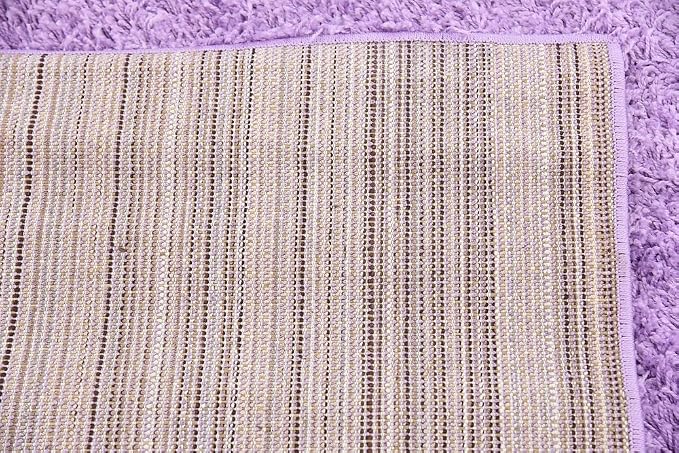 Unique Loom Solid Shag Collection Area Rug (4' 1" x 6' 1" Rectangle, Lilac) | Modern solid area rug for living room, bedroom & dining room. Stain-resistant, easy-care, kid & pet friendly