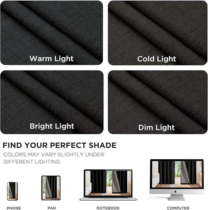 Joydeco Blackout Curtains for Bedroom - 120 Inch Long 100% Light Blocking 2 Panels Set Black Drapes, Thermal Insulated Room Darkening Curtains, Linen Textured for Living Room, Rod Pocket & Back Tabs