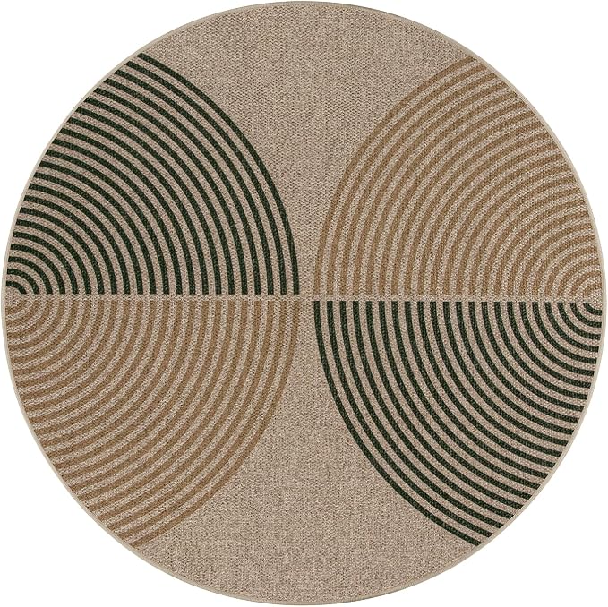Lahome Enfys Modern Rainbow Round Entryway Rug 4ft, Circle Easy Jute Rug Washable Indoor Outdoor Patio Rug Farmhouse Front Door Mat, Contemporary Non Slip Round Carpet for Bedroom Kitchen