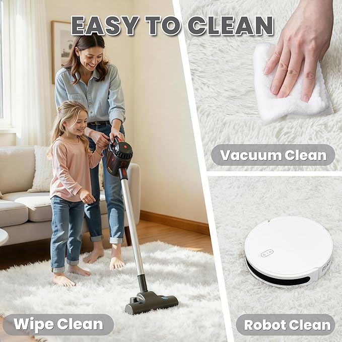 8x10 Area Rug for Living Room, Ultra Soft Fluffy Shag Rugs for Bedroom, Non-Slip Large Fuzzy Plush Rug Indoor Floor Carpet for Nursery Kids Office Dorm Modern Decor, White