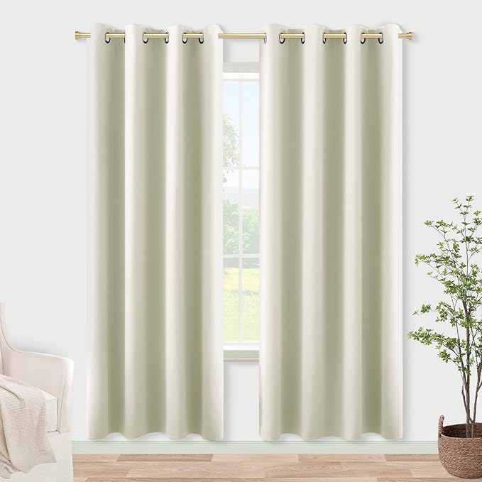 KOUFALL Privacy Room Divider Curtains for RV, Modern Boho Cream Closet Curtain for Open Closet Without Door, Wide 52 x 78 Inches Long, 2 Panels Set