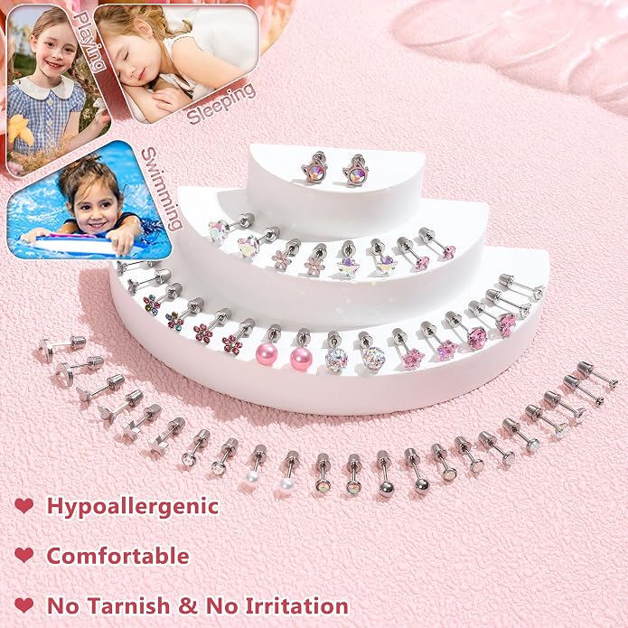 SAILIMUE 24 Pairs Hypoallergenic Screw Back Earrings