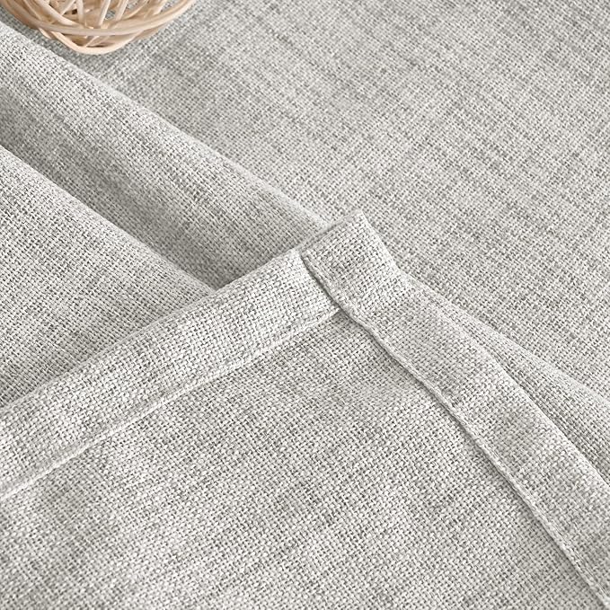 YoungsTex Light Grey Linen Curtains 54 Inch Length for Short Windows, Light Filtering Drapes with Bronze Grommet Privacy for Bathroom Bedroom Living Room, 2 Panels, 42 X 54 Inch