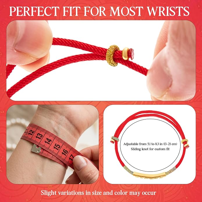 Tibetan Handmade Mani Mantra Red String Bracelet for Women & Men, Sterling Silver Adjustable Lucky Charms Bracelet with Spiritual Meaning, Protection & Positive Energy, Buddhist Red Jewelry for Good Fortune, Includes Gift Box