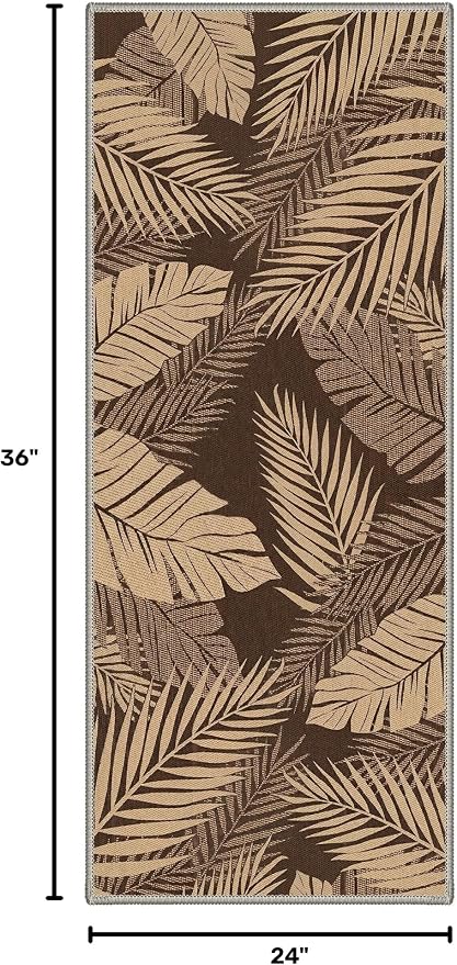 GENIMO Outdoor & Indoor Area Rug 2'x3', Waterproof, Non-Shedding, Easy Cleaning, Leaf Mat for Patio, Living Room, Balcony, Dining Room, RV, Deck, Bedroom, Camping, Outside Carpet, Coffee Beige