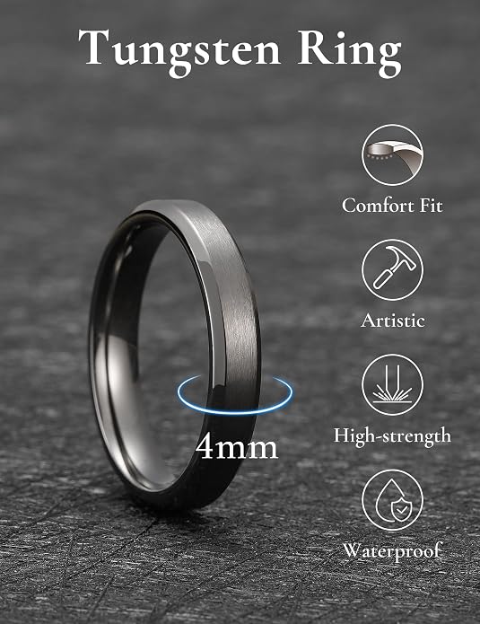 King Will Titanium Wedding Band for Men Women- 3-10mm Width Black/Sliver/Gold High Purity Titanium Promise Wedding Ring Comfort Fit for Daily Wear Size 6-14