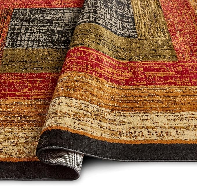 Home Dynamix Royalty Vega Contemporary Geometric Runner Area Rug, Black/Brown, 1'9"x7'2"