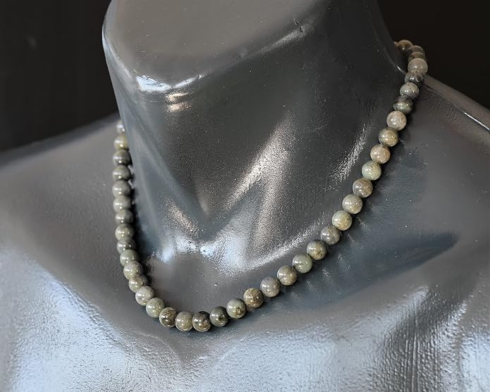 Natural Gemstone Beaded Choker Necklace | 8mm Handmade Adjustable Jewelry for Men & Women | Chakra Balancing Crystal Necklace | Spiritual Gift | Macrame Cord with Extender