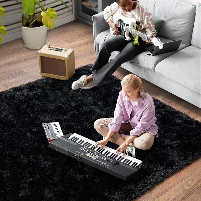 Dssimo Black Rug for Bedroom Living Room, 4x6 Soft Shaggy Area Rugs | Large Comfy Fluffy Upgrade Non-Slip Dorm Room Rugs for Guys Men Nursery Kids Room Home Decor, Indoor Floor Carpet
