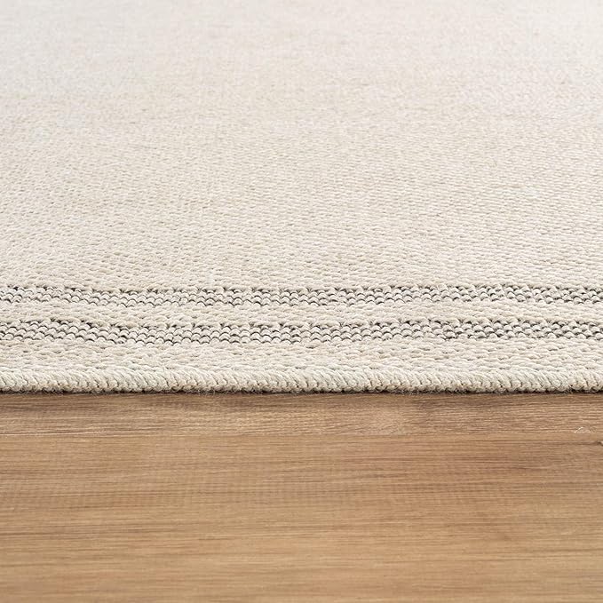 Luul Home Easy Jute Rugs 2x7 Bordered Bone Color Living Room Indoor Outdoor Runner Rug for Patio and Kitchen Rug High Traffic Washable Easy to Clean Solid Boho Woven Design Outside Carpet (2 x 7)