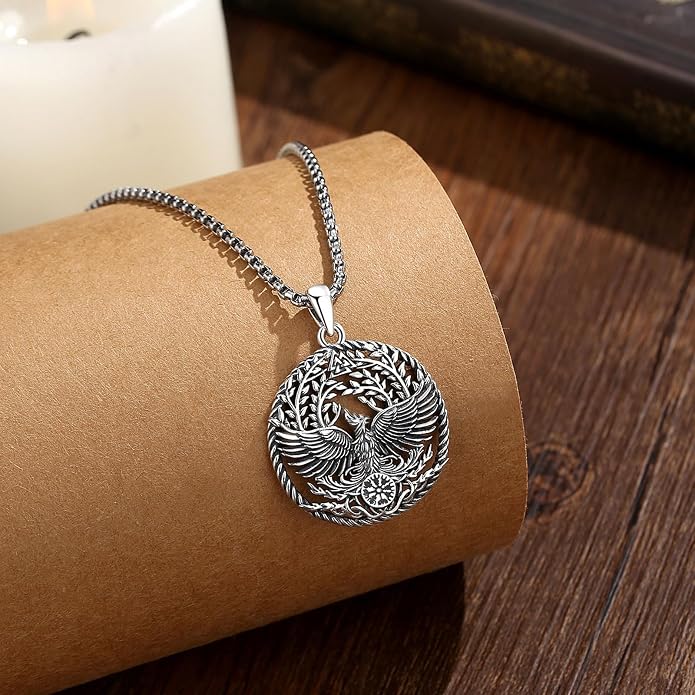 925 Sterling Silver Viking Wolf Mjolnir Necklace for Men Women, Viking Runes Wolf Tooth Witch Celtic Knot Amulet Protection Pendant Nordic Norse Mythology Jewelry Gift for Men Women