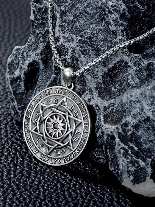 Viking Necklace for Men 925 Sterling Silver Viking Wolf/Thors Hammer/Vegvisir/Tree of Life/Compass Pendant Norse Necklace Amulet Talisman Christmas Gifts for Him Her