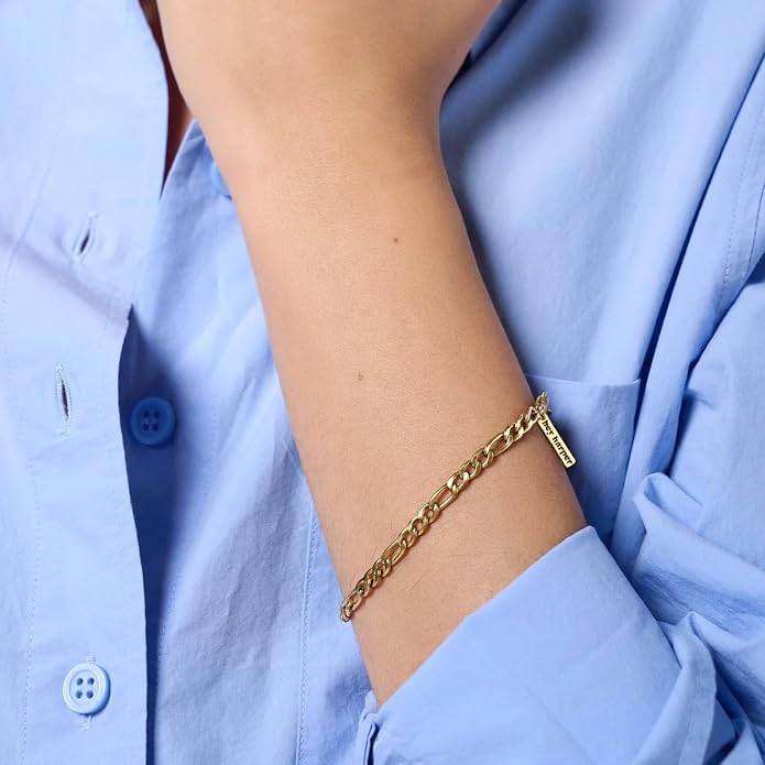 Hey Harper Gold Bracelet For Women Trendy - 14K Gold Dainty Bracelet - Waterproof Sweatproof Non Tarnish Jewelry Gift for Women and For Everyday