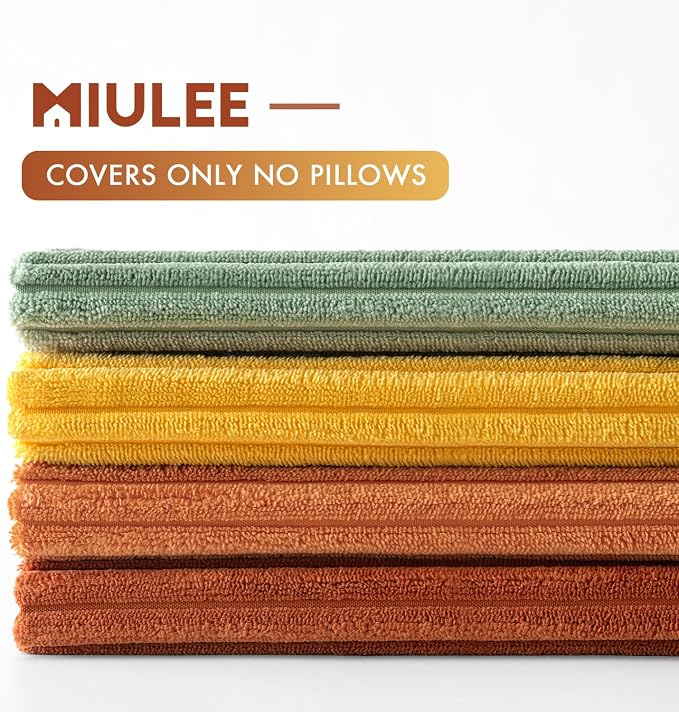 MIULEE Decorative Throw Pillow Covers 16x16 Inch Set of 4, Vibrant Cushion Covers Vintage Retro Fall Home Decor, Mix and Match Color Clash Design for Sofa Couch Bed Living Room Yellow Rust Green