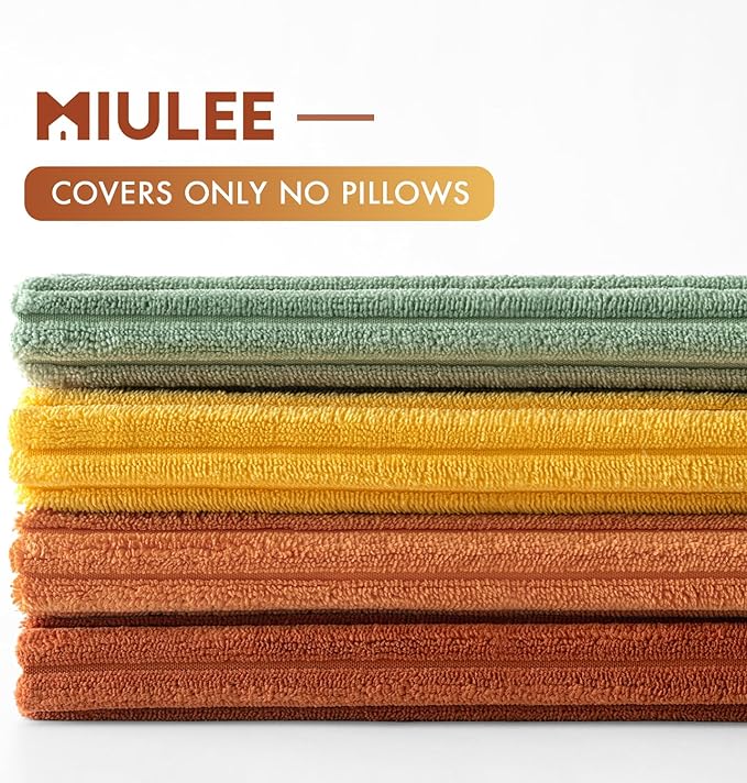 MIULEE Decorative Throw Pillow Covers 20x20 Inch Set of 4, Vibrant Cushion Covers Vintage Retro Fall Home Decor, Mix and Match Color Clash Design for Sofa Couch Bed Living Room Yellow Rust Green