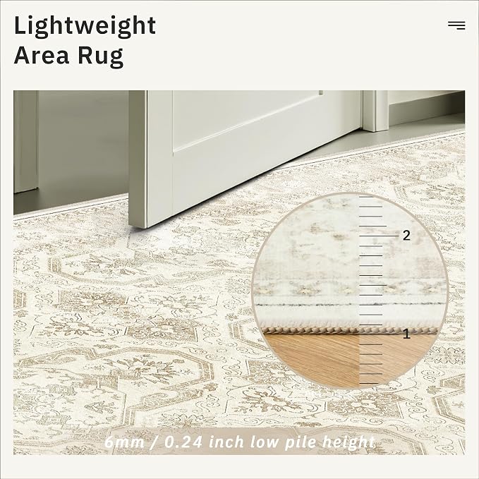 Soalmost Runner Rug 2x10 Washable Non-Slip Hallway Runner Rugs for Kitchen Bathroom Laundry Room Beige/Brown Vintage Floor Carpet Runners for Hallways Entryway