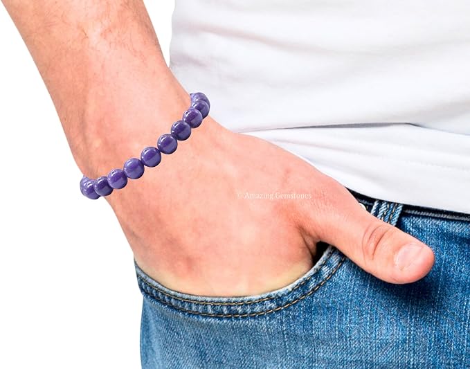 Amazing Gemstone Phosphodorite Bracelet for Women Men's Gifts - Protection Healing Crystal Bracelet - 8mm Beaded Adjustable Bracelet Pulseras para Hombres Mujer Stocking Stuffers