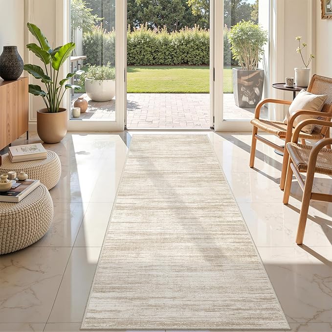2x7 Runner Rug Non Slip,Washable Hallway Runner Rug,Brown | Neutral Rugs for Kitchen,Entryway,Bedroom,Bathroom,Nursery Room,Thin,Soft Runner Rug,Stain Resistant Indoor Carpet