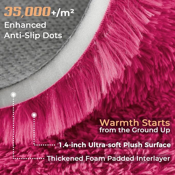 OPPODREAM 8x10 Hot Pink Rugs for Bedroom, Ultra-Soft Fluffy Area Rugs for Living Room, 8 x 10 Shag Carpet for Nursery, Kids, Girl, Boy, Baby, Plush, Fuzzy, Shaggy, Cute Home Decor