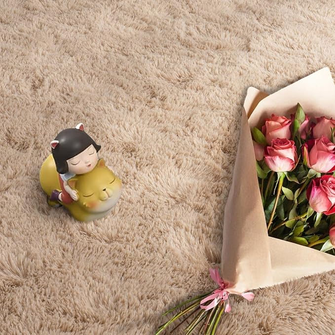 Large Area Rugs for Living Room Bedroom 5x7 Beige Fluffy Shag Rugs | Ultra Soft Shaggy Plush Fuzzy Modern Indoor Throw Floor Carpet for Kids Girls Boys Dorm Nursery Home Decor Aesthetic