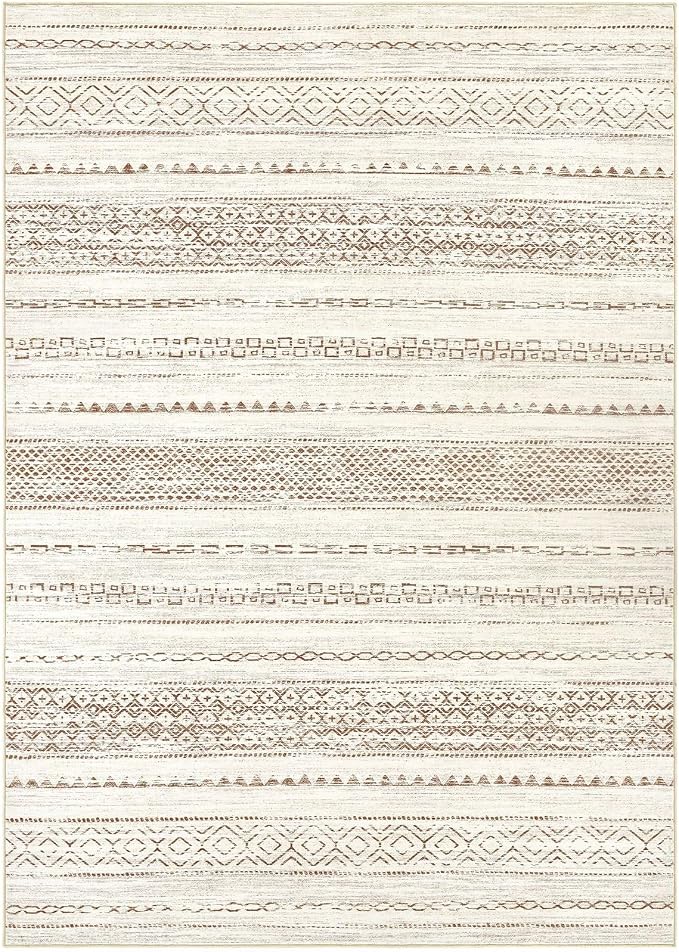 Nakagishi 12x15 Area Rugs Living Room: Washable Boho Large Neutral Modern Soft Farmhouse Rug Stain Resistant Indoor Non-Slip Accent Carpet for Bedroom Nursery Kids Playroom Office Dining Room- Brown