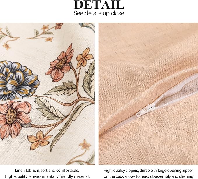 ISAENNE Designer Linen Throw Pillow Cover,Set of 2,20"x12"-Cornucopia B | Elegant French Rectangle Pillow Cover,Concealed Zipper Design,Floral Pattern,Sofas,Bedroom,Living Room,Lounge Chairs