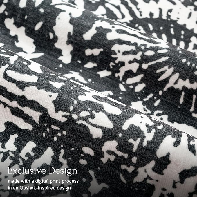 BLISSA Dining Room Rugs for Under Table - 6x9 Black White Washable Living Room Area Rug Non-Slip Low-Pile Dark Modern Abstract Rugs for Bedroom Dining Room Home Office Nursery Foyer Floor Carpet